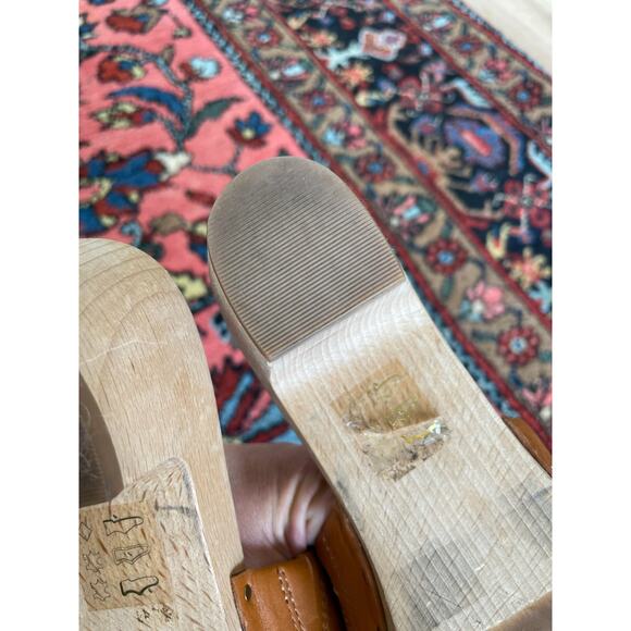 Madewell Evelyn Swedish Clogs 7.5 Women's Tan leather Wooden - Picture 7 of 12